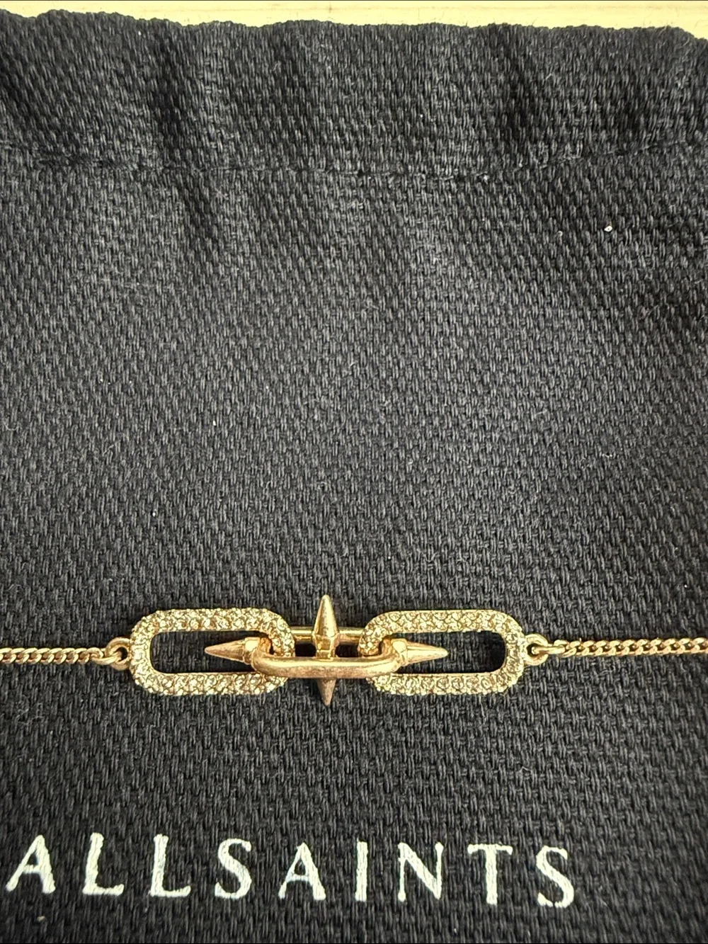 AllSaints Gold Linked Bar Bracelet